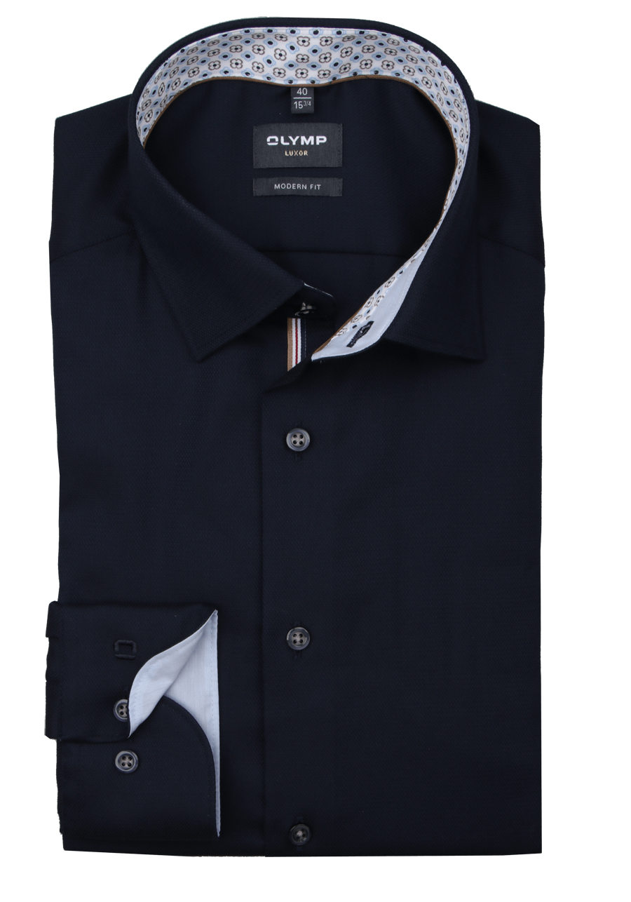 Produktbild f�r 'OLYMP Luxor modern fit Hemd extra langer Arm New Kent Kragen Struktur nachtblau'