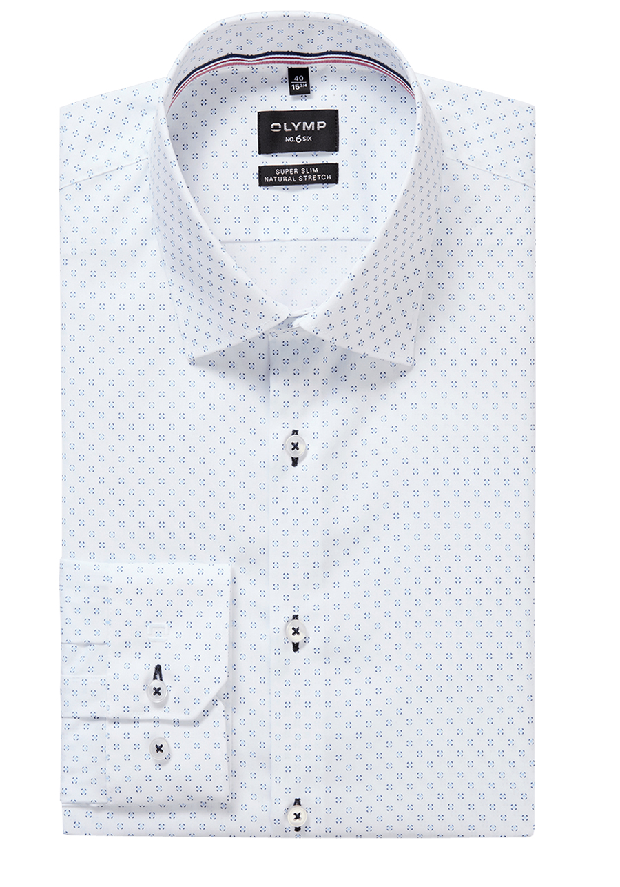 Produktbild f�r 'OLYMP No. Six super slim Hemd Langarm New Kent Kragen Muster wei�'