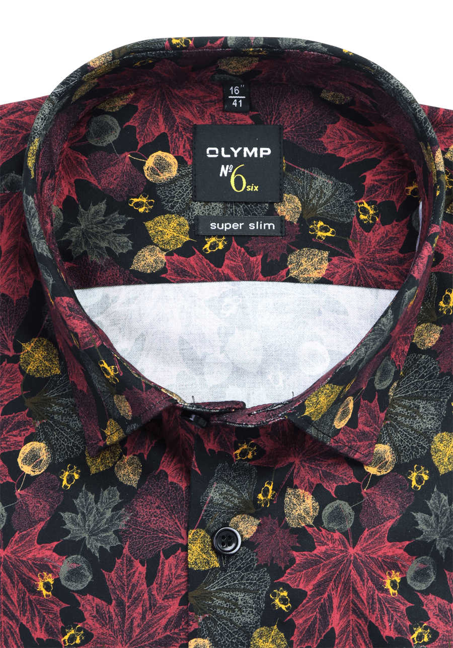 OLYMP No. Six super slim Hemd extra langer Arm Muster schwarz | Businesshemden
