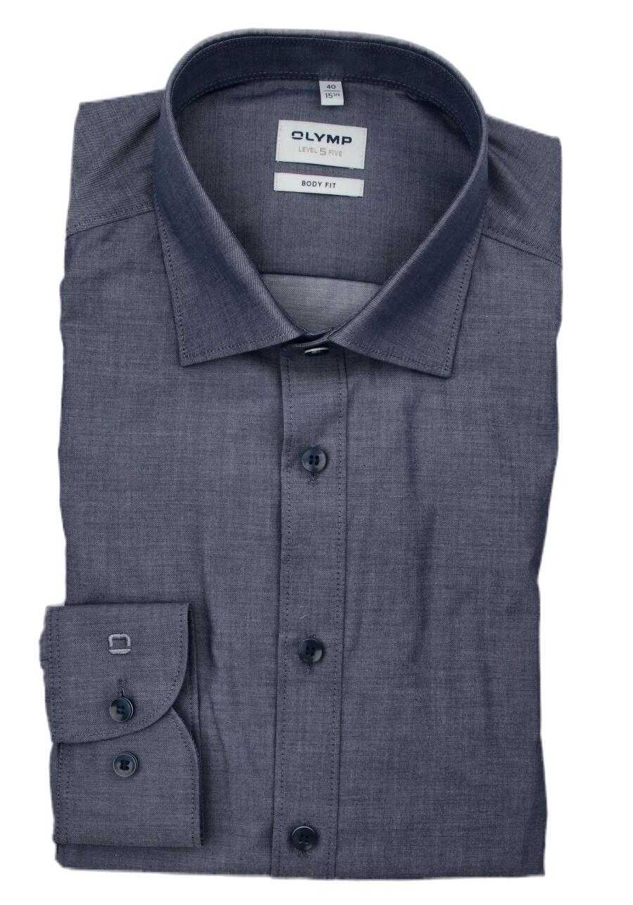 Produktbild fr 'OLYMP Level Five body fit Hemd Langarm New Kent Kragen Twill navy'