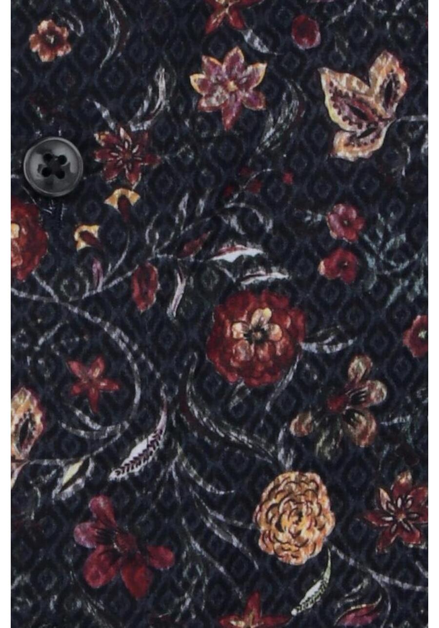 Produktbild fr 'OLYMP Luxor modern fit Hemd extra kurzer Arm New Kent Kragen Blumenmuster blau'