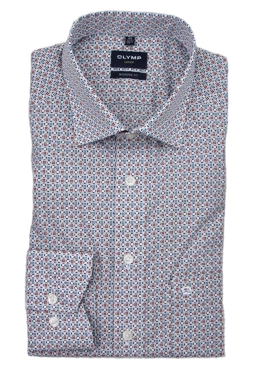 Produktbild fr 'OLYMP Luxor modern fit Hemd Langarm New Kent Kragen Muster wei'
