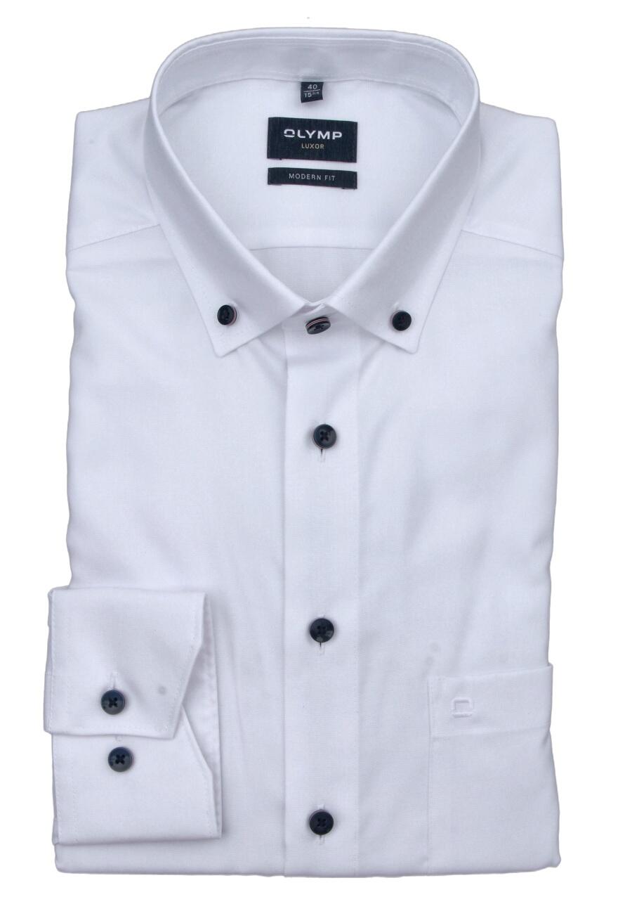 Produktbild fr 'OLYMP Luxor modern fit Hemd extra kuzer Arm Button Down Kragen Oxford wei'