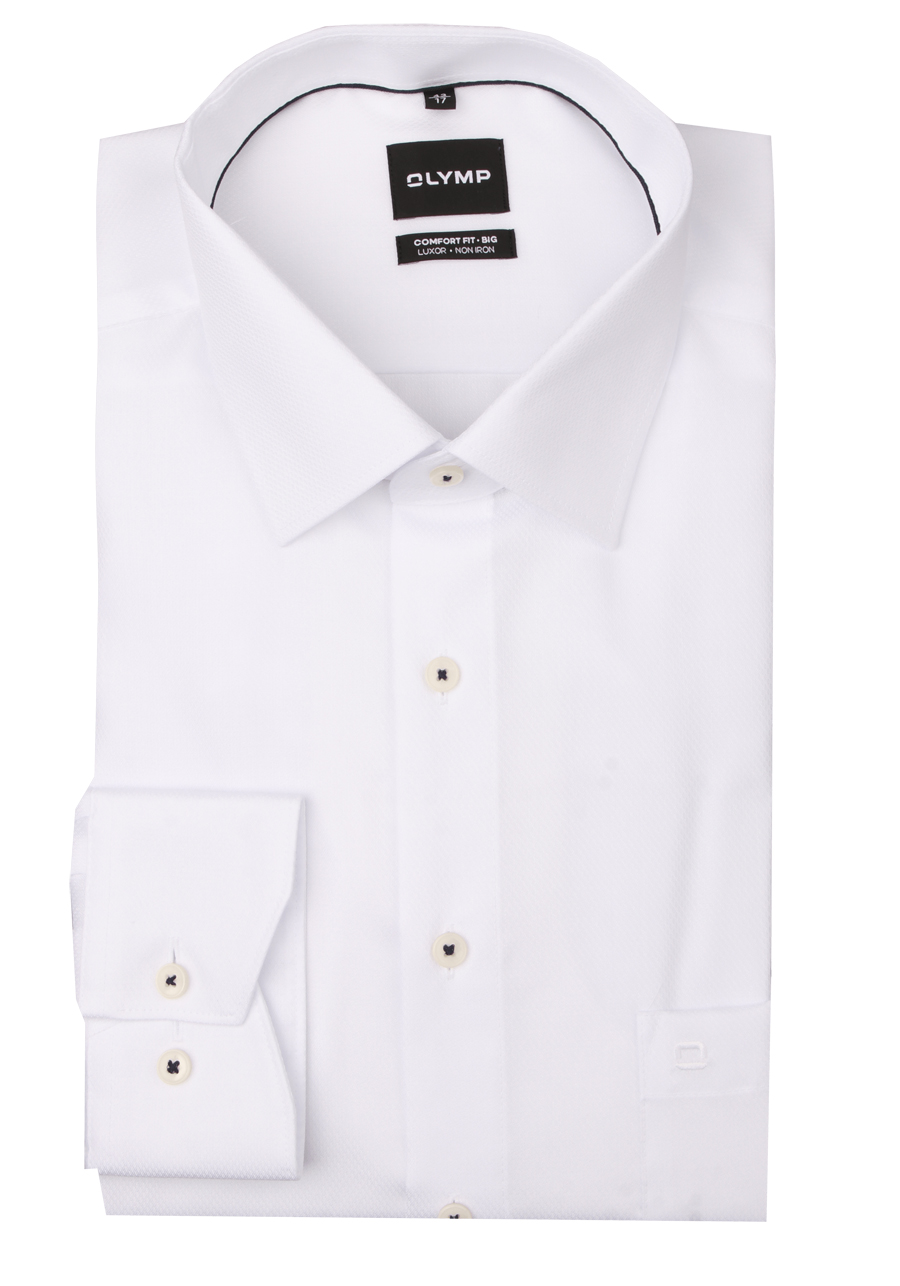 Produktbild f�r 'OLYMP Luxor comfort fit big Hemd Langarm New Kent Kragen Struktur wei�'