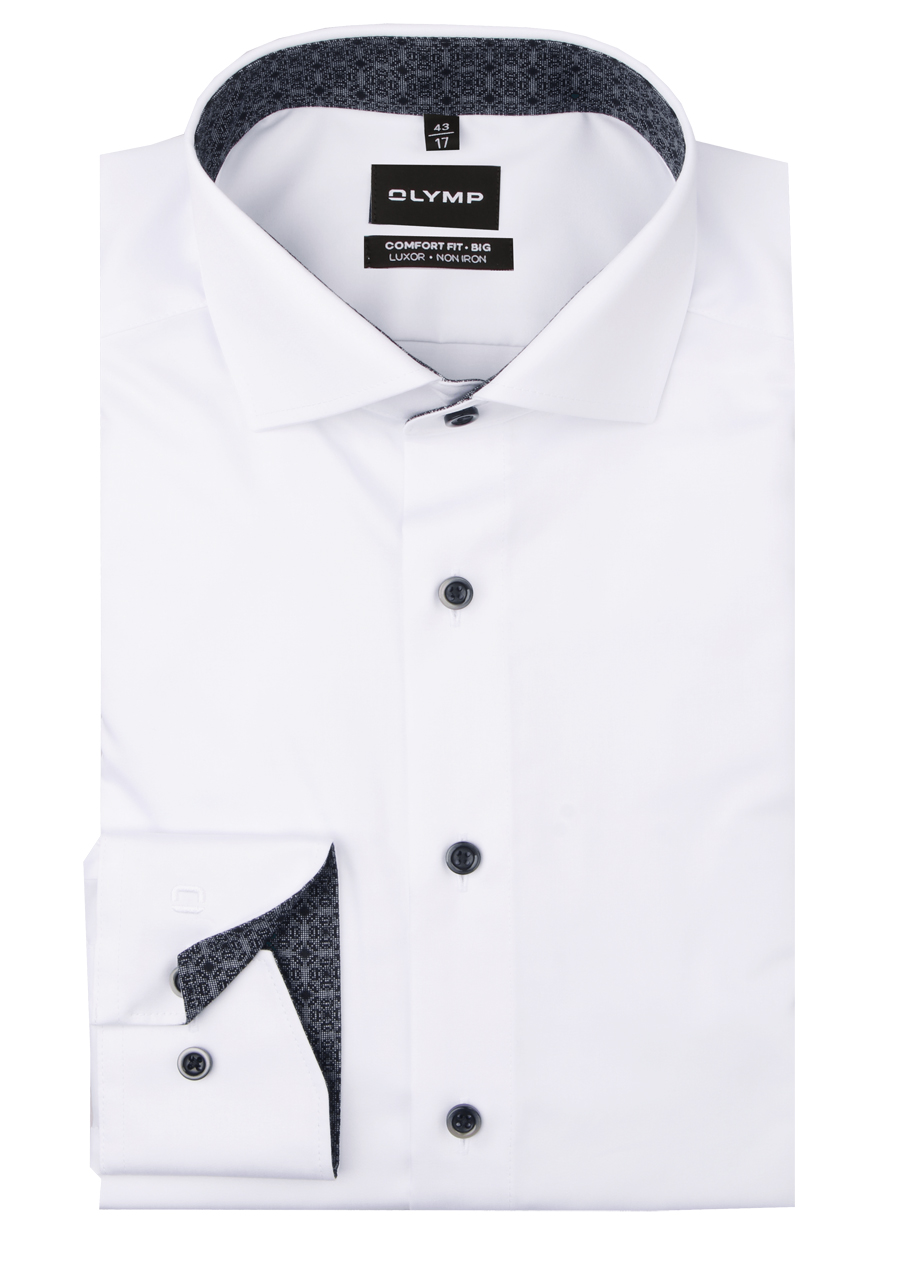 Produktbild f�r 'OLYMP Luxor comfort fit big Hemd Langarm New Kent Kragen Satin wei�'