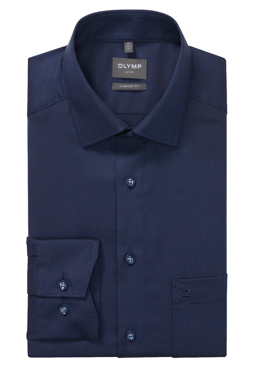 Produktbild f�r 'OLYMP Luxor comfort fit Hemd Langarm New Kent Kragen Muster blau'