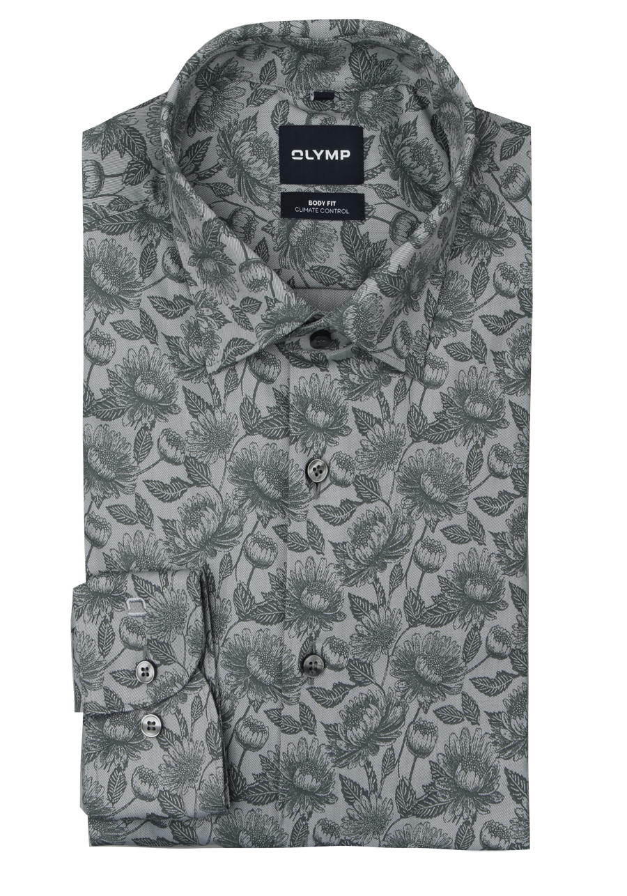 Produktbild f�r 'OLYMP Level Five 24/Seven body fit Hemd extra langer Arm New Kent Kragen Muster gr�n'