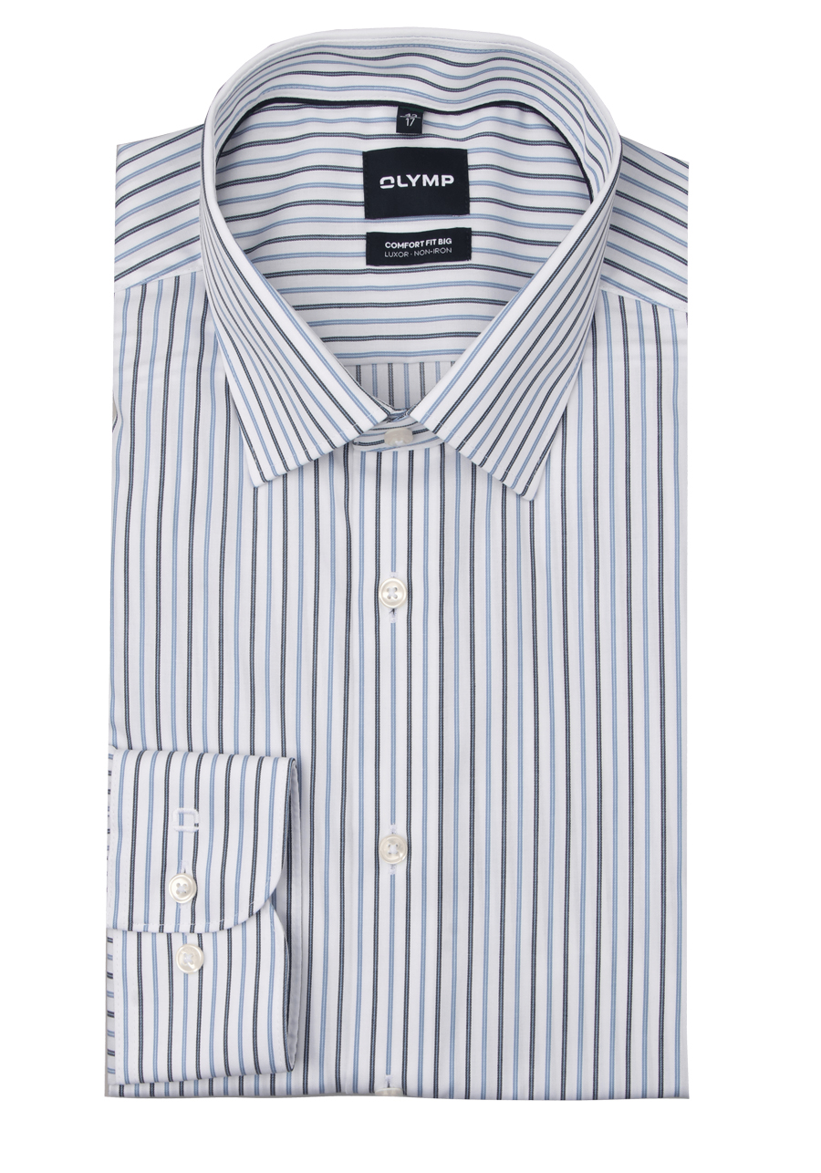 Produktbild f�r 'OLYMP Luxor comfort fit big Hemd Langarm New Kent Kragen Streifen blau'