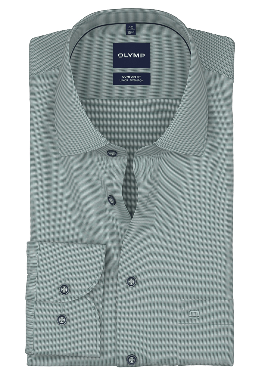 Produktbild f�r 'OLYMP Luxor comfort fit Hemd Langarm New Kent Kragen Muster gr�n'