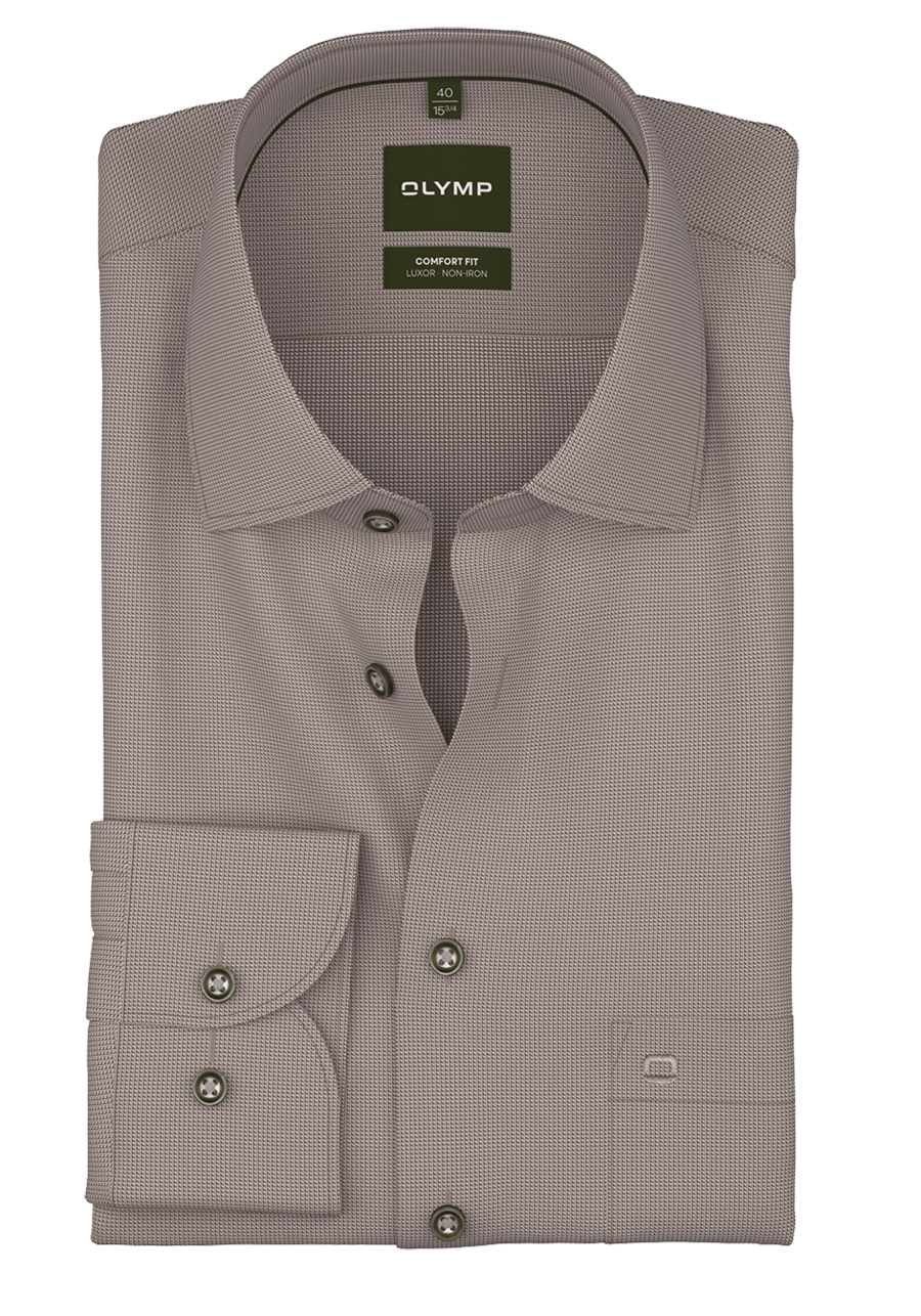 Produktbild f�r 'OLYMP Luxor comfort fit Hemd Langarm New Kent Kragen Muster braun'