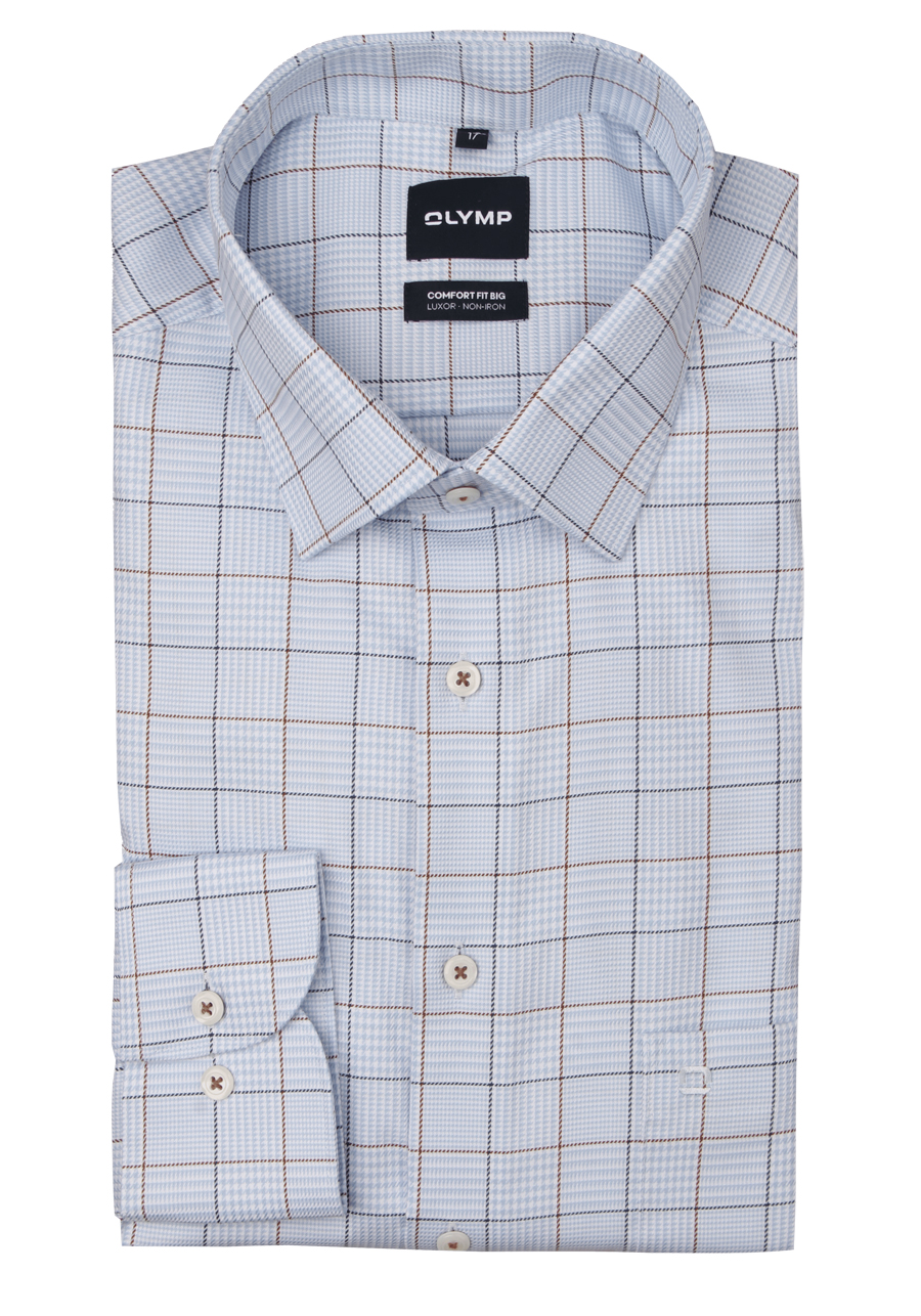 Produktbild f�r 'OLYMP Luxor comfort fit big Hemd Langarm New Kent Kragen Karo blau'