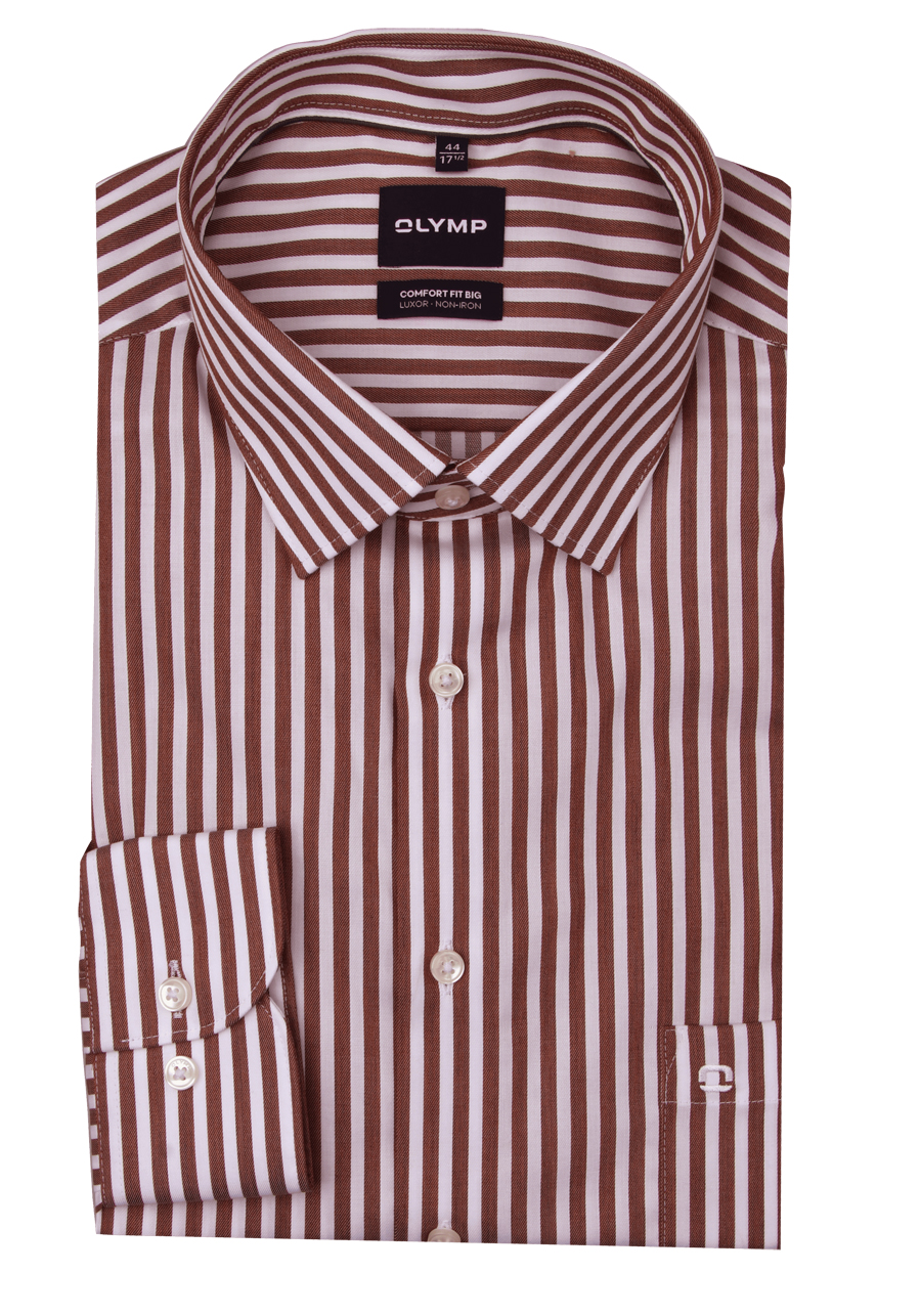 Produktbild f�r 'OLYMP Luxor comfort fit big Hemd Langarm New Kent Kragen Streifen rot'