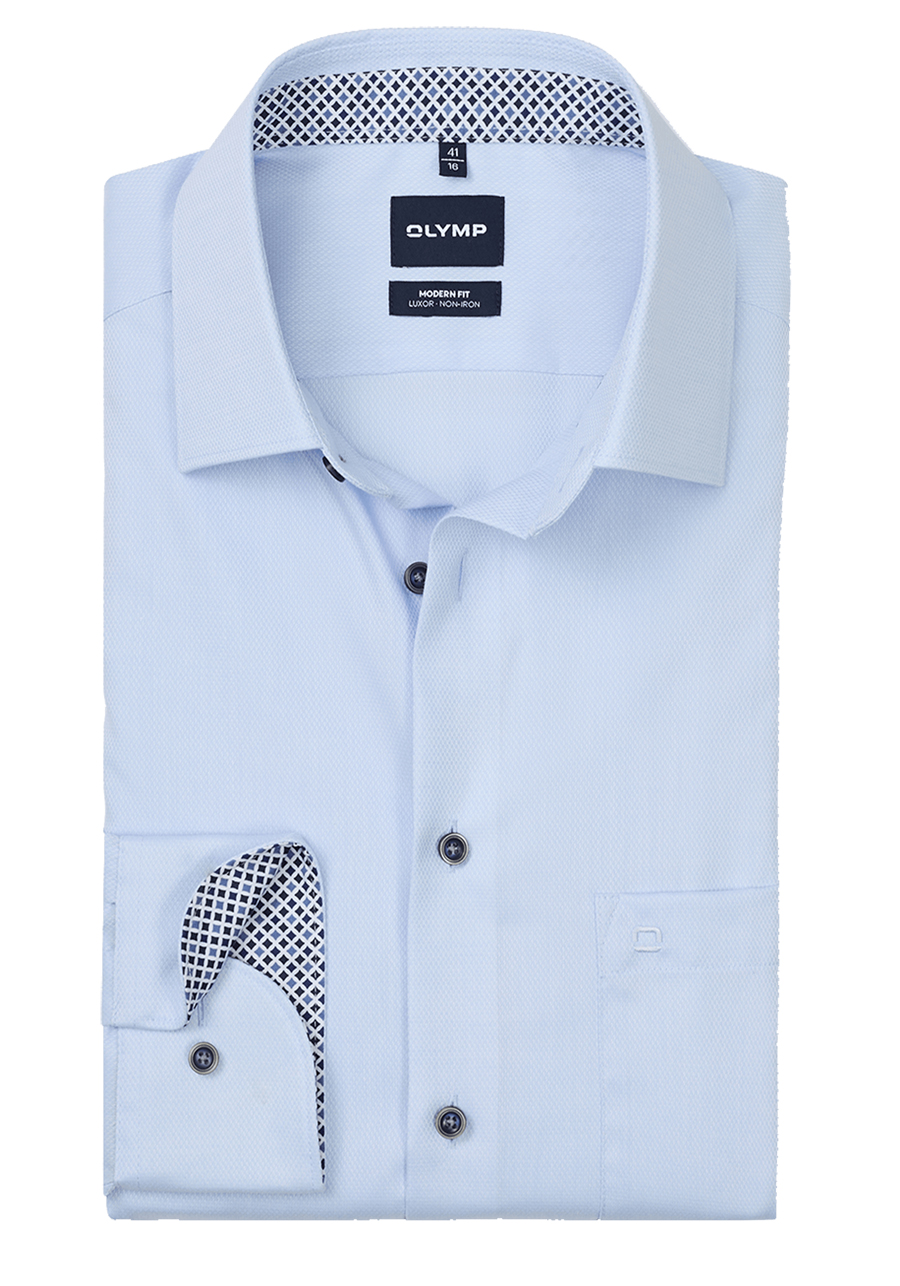Produktbild f�r 'OLYMP Luxor modern fit Hemd Langarm New Kent Kragen Struktur hellblau'