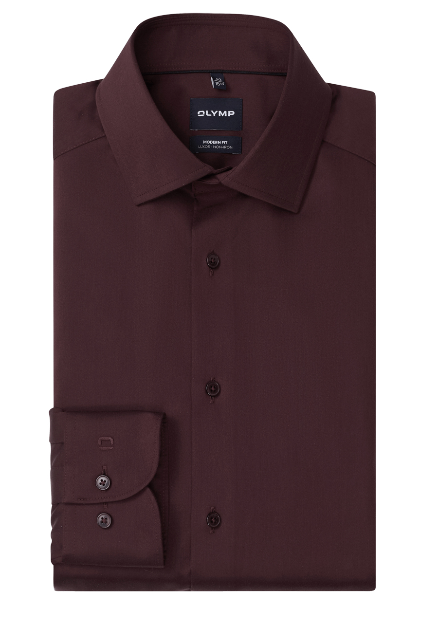 Produktbild f�r 'OLYMP Luxor modern fit Hemd extra langer Arm New Kent Kragen Satin ziegelrot'