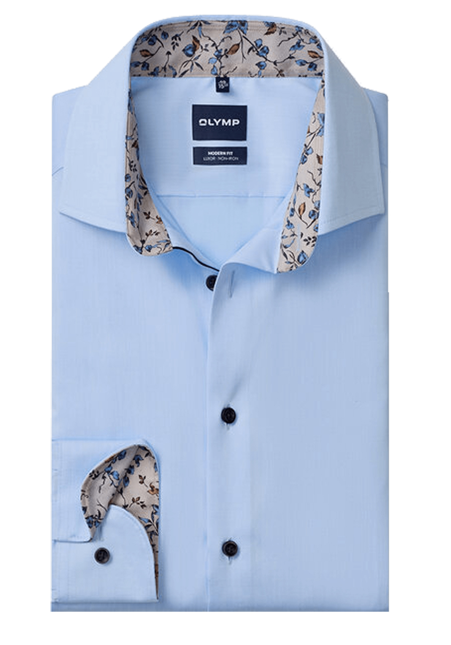 Produktbild f�r 'OLYMP Luxor modern fit Hemd Langarm New Kent Kragen Popeline hellblau'