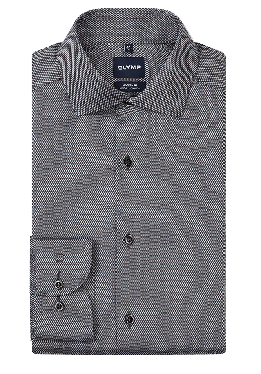 Produktbild f�r 'OLYMP Luxor modern fit Hemd extra langer Arm New Kent Kragen Struktur anthrazit'