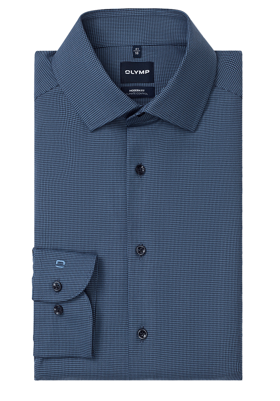 Produktbild f�r 'OLYMP Luxor 24/Seven modern fit Hemd Langarm New Kent Kragen Karo blau'