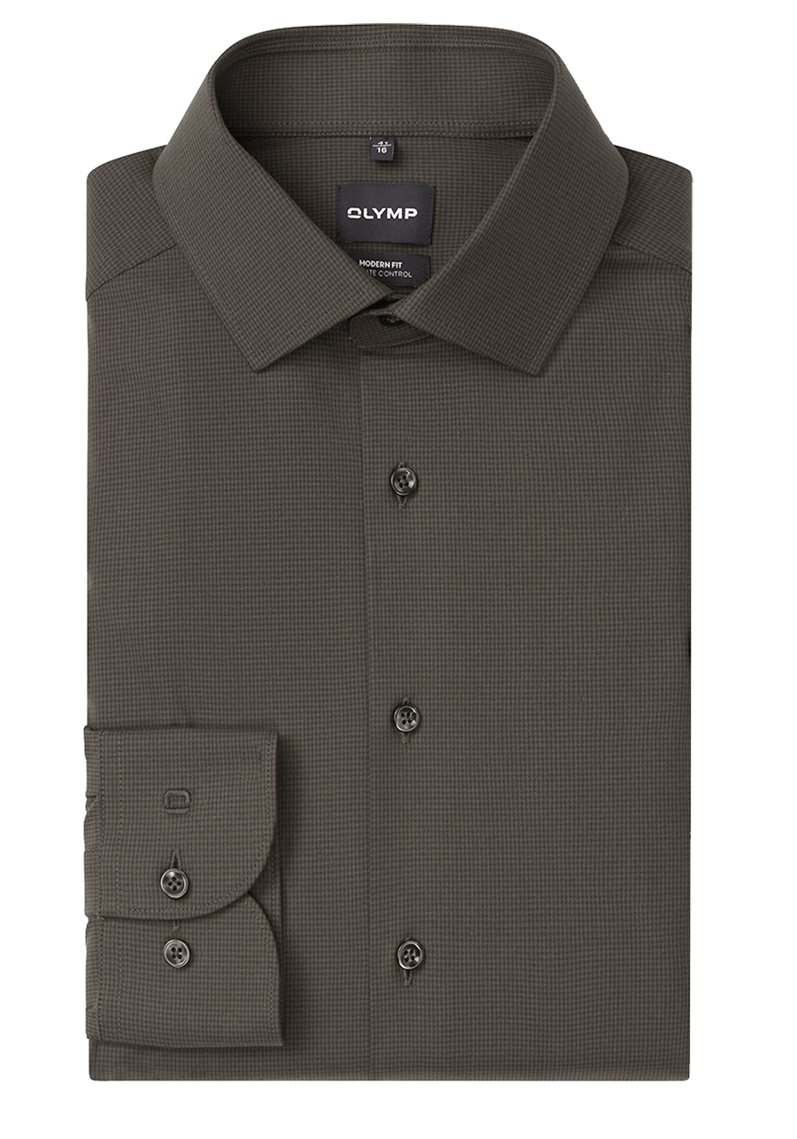 Produktbild f�r 'OLYMP Luxor 24/Seven modern fit Hemd extra langer Arm New Kent Kragen Karo braun'