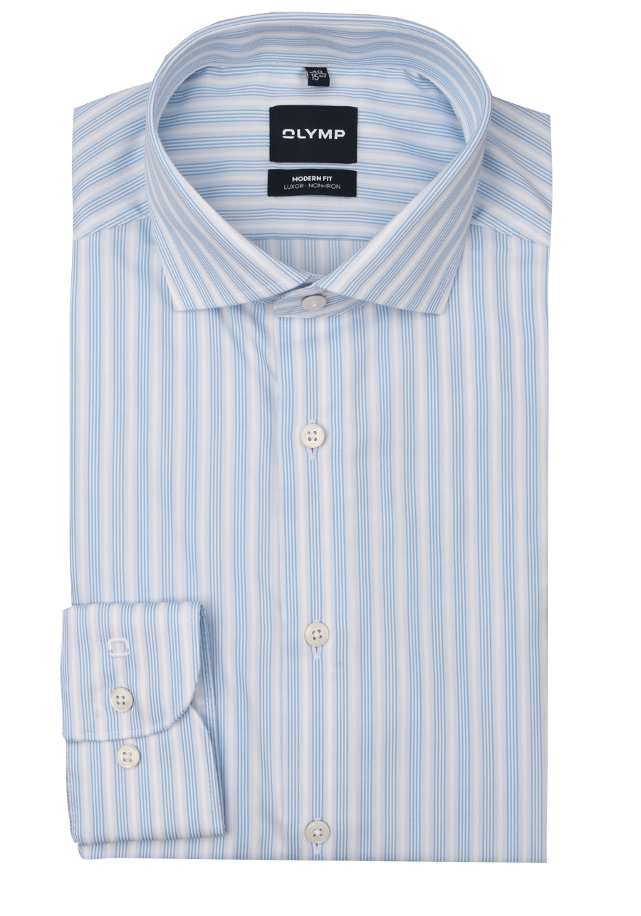 Produktbild f�r 'OLYMP Luxor modern fit Hemd Langarm New Kent Kragen Streifen blau'