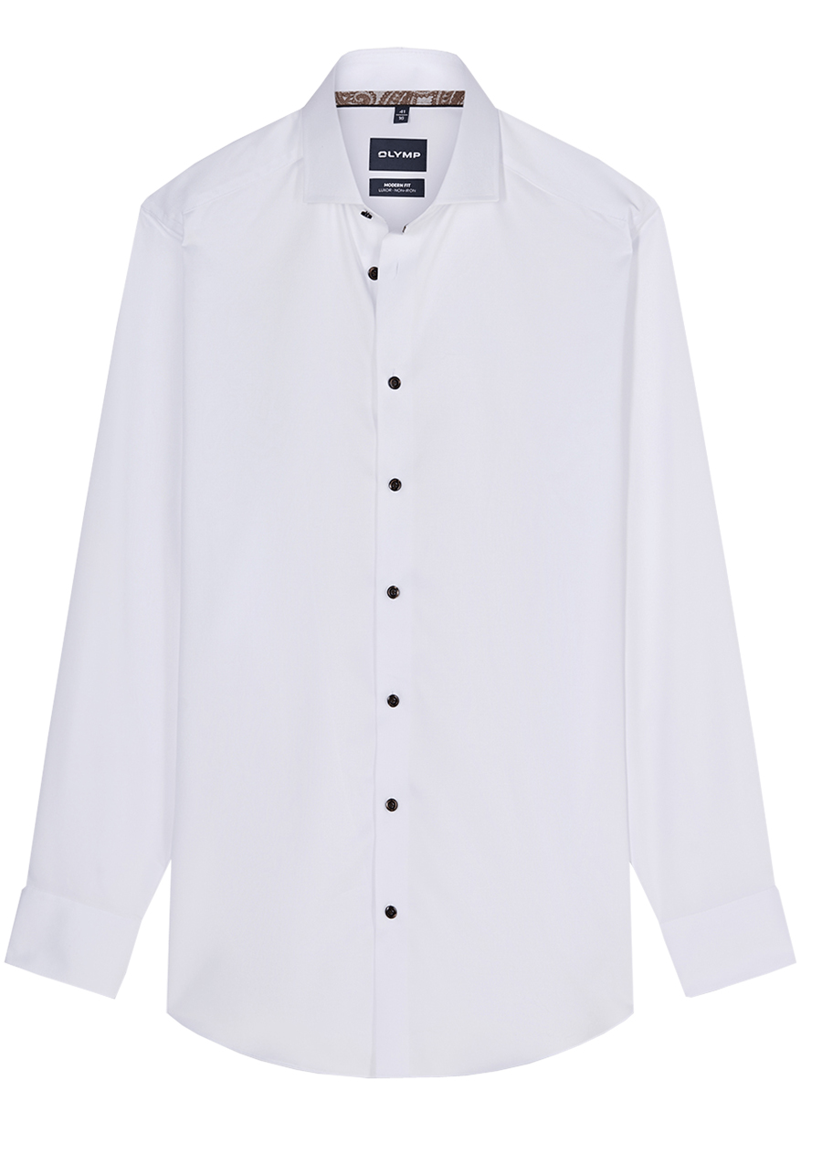 Produktbild f�r 'OLYMP Luxor modern fit Hemd Langarm New Kent Kragen Satin wei�'