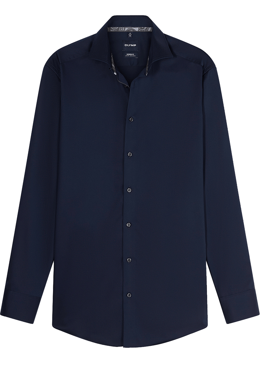 Produktbild f�r 'OLYMP Luxor modern fit Hemd Langarm New Kent Kragen Satin navy'