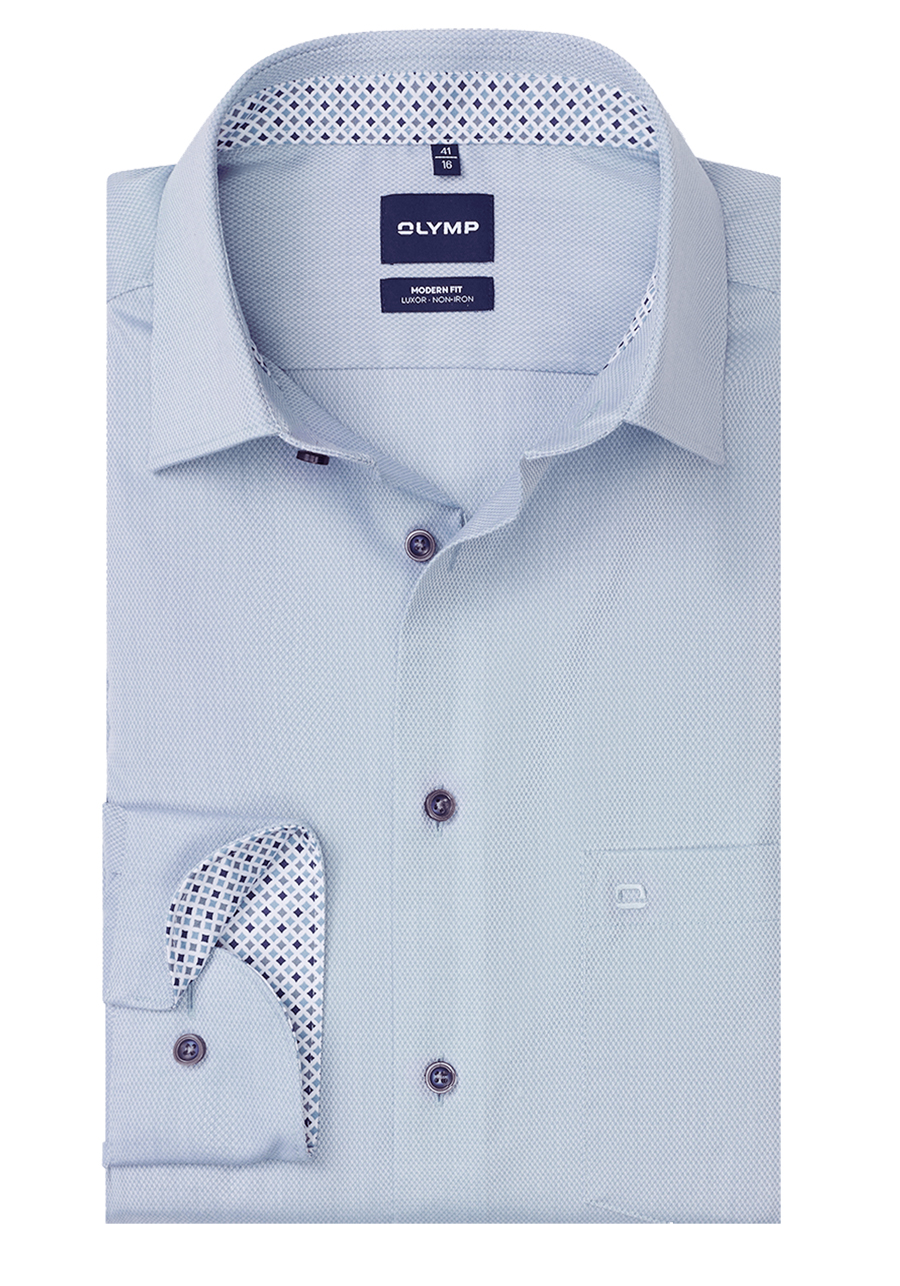 Produktbild f�r 'OLYMP Luxor modern fit Hemd Langarm New Kent Kragen Struktur hellblau'