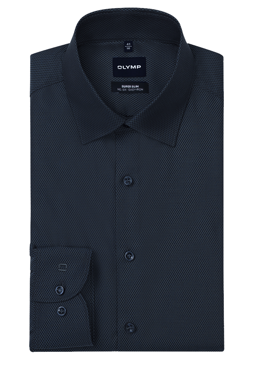 Produktbild f�r 'OLYMP No. Six super slim Hemd extra langer Arm New Kent Kragen Struktur nachtblau'