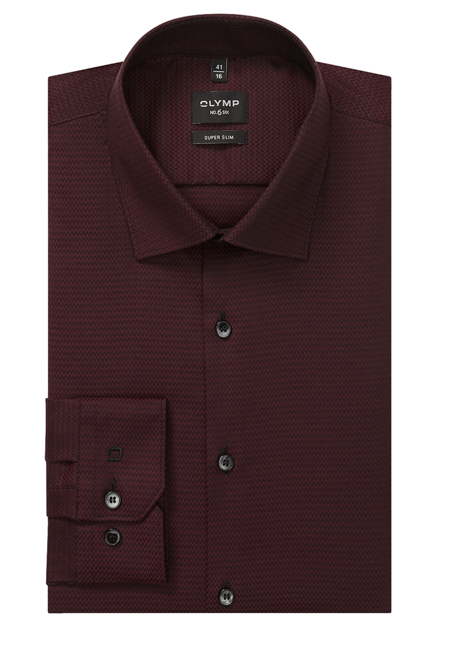 Produktbild f�r 'OLYMP No. Six super slim Hemd Langarm New Kent Kragen Muster rot'