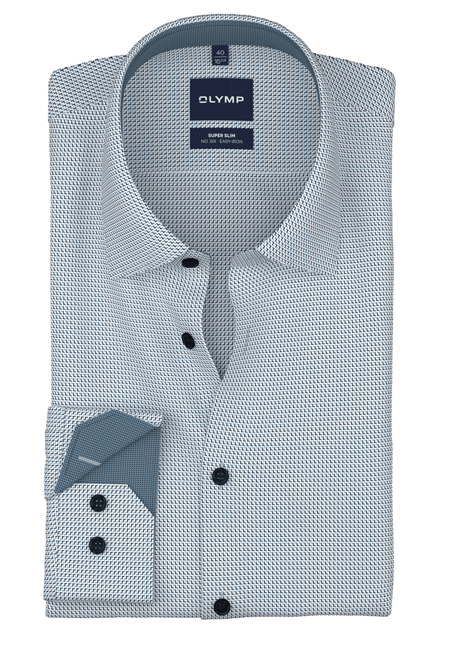 Produktbild f�r 'OLYMP No. Six super slim Hemd Langarm New Kent Kragen Muster blau'