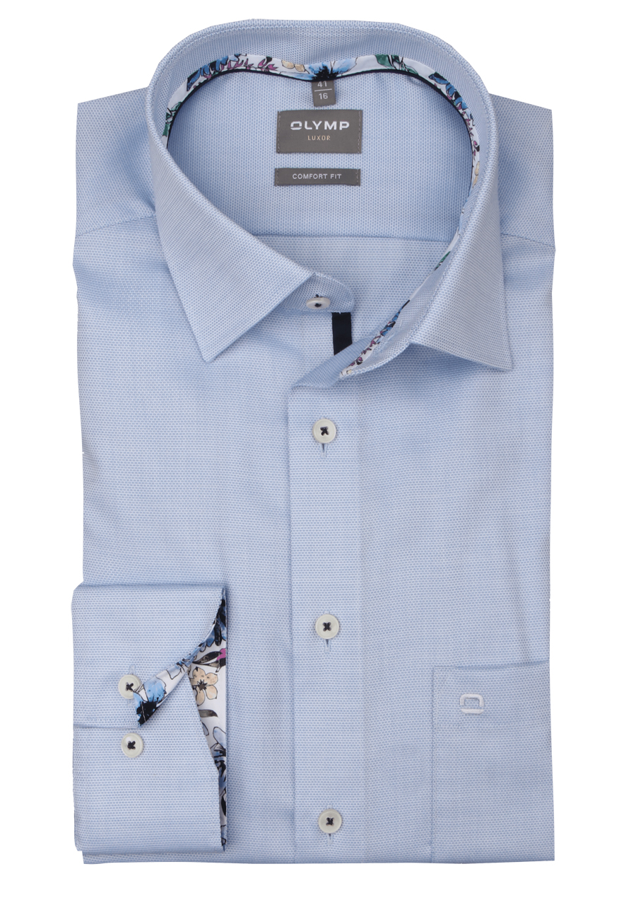 Produktbild fr 'OLYMP Luxor comfort fit Hemd Langarm New Kent Kragen Struktur hellblau'
