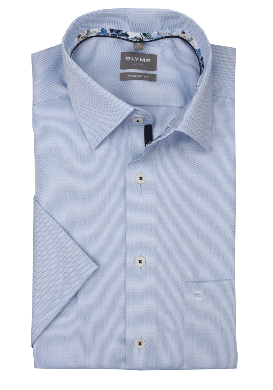 Produktbild fr 'OLYMP Luxor comfort fit Hemd Halbarm New Kent Kragen Struktur hellblau'