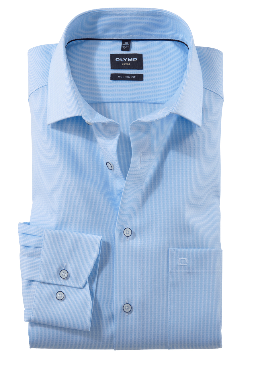 Produktbild fr 'OLYMP Luxor modern fit Langarm New Kent Kragen Struktur hellblau'