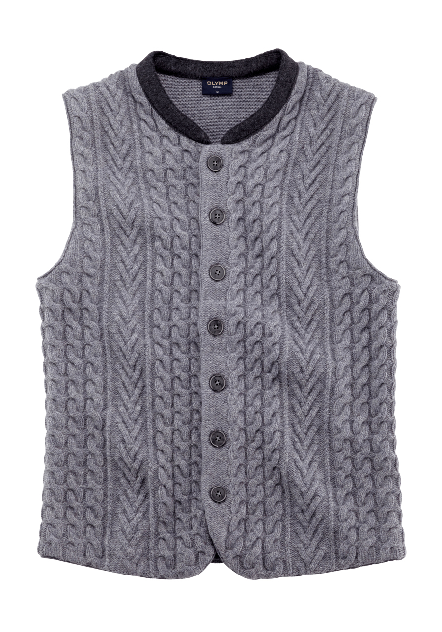 Produktbild fr 'OLYMP Casual Strickweste ohne Arme Struktur Wollmix grau'
