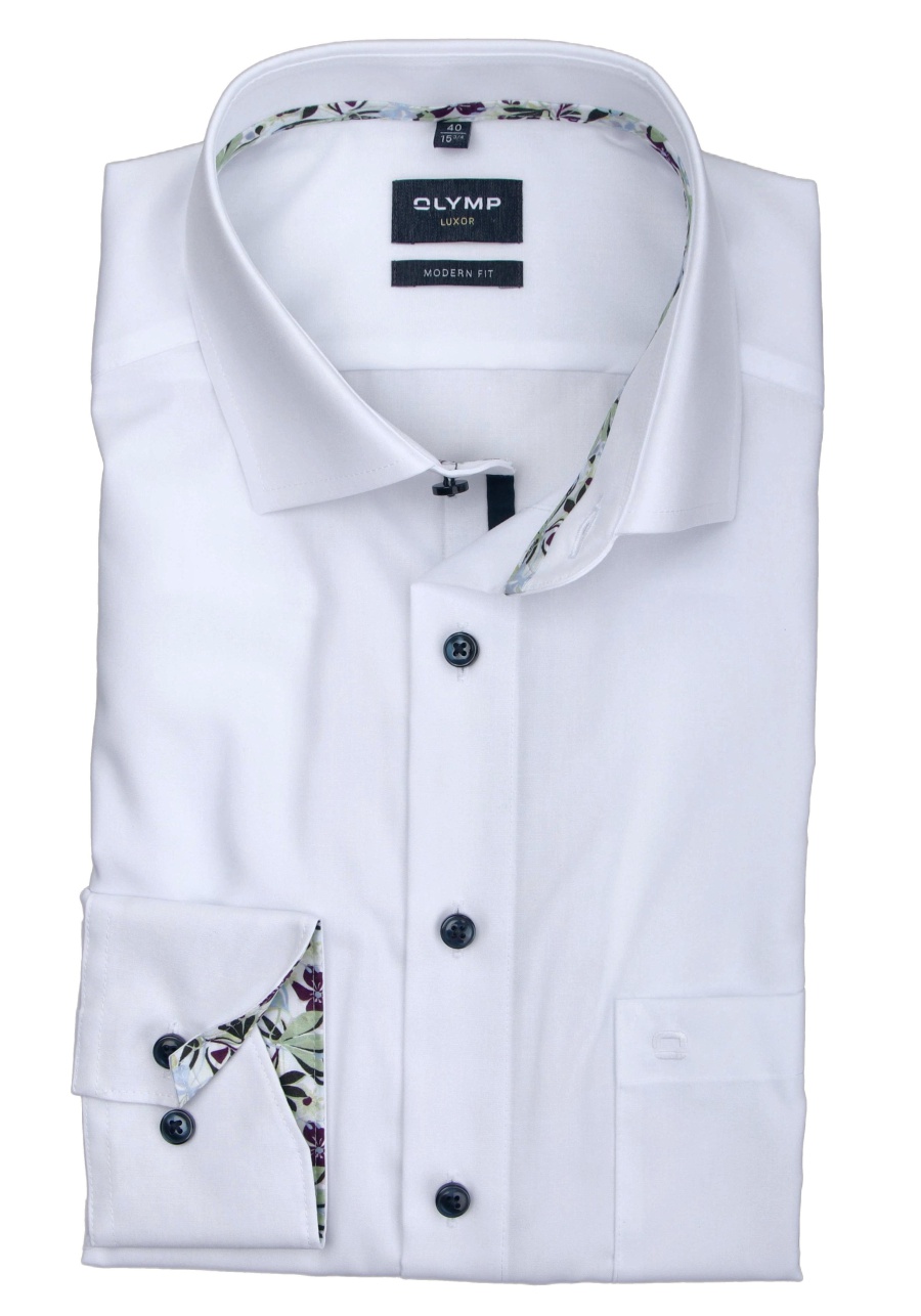 Produktbild fr 'OLYMP Luxor modern fit Hemd Langarm New Kent Kragen Popeline wei'