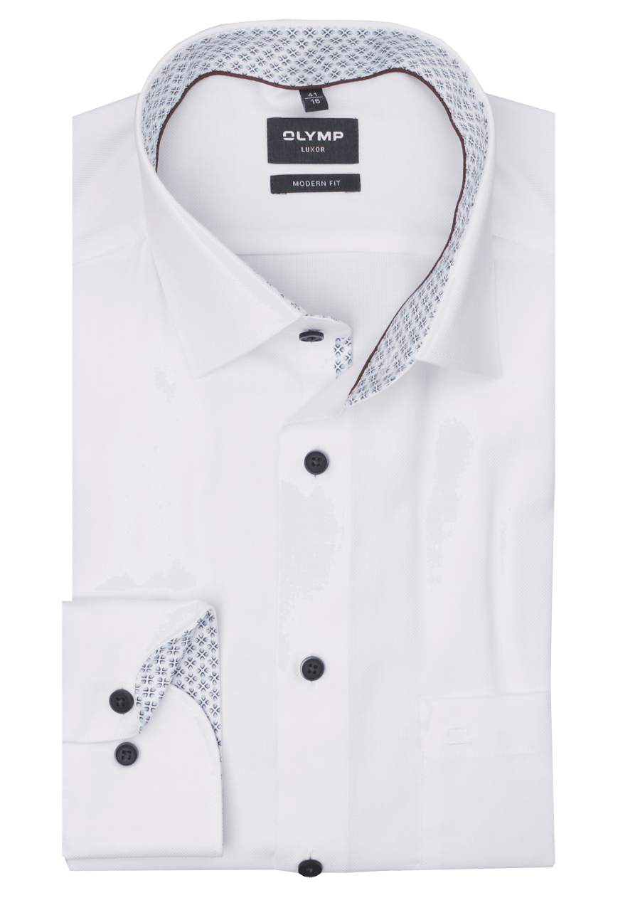 Produktbild f�r 'OLYMP Luxor modern fit Hemd Langarm New Kent Kragen Natte wei�'