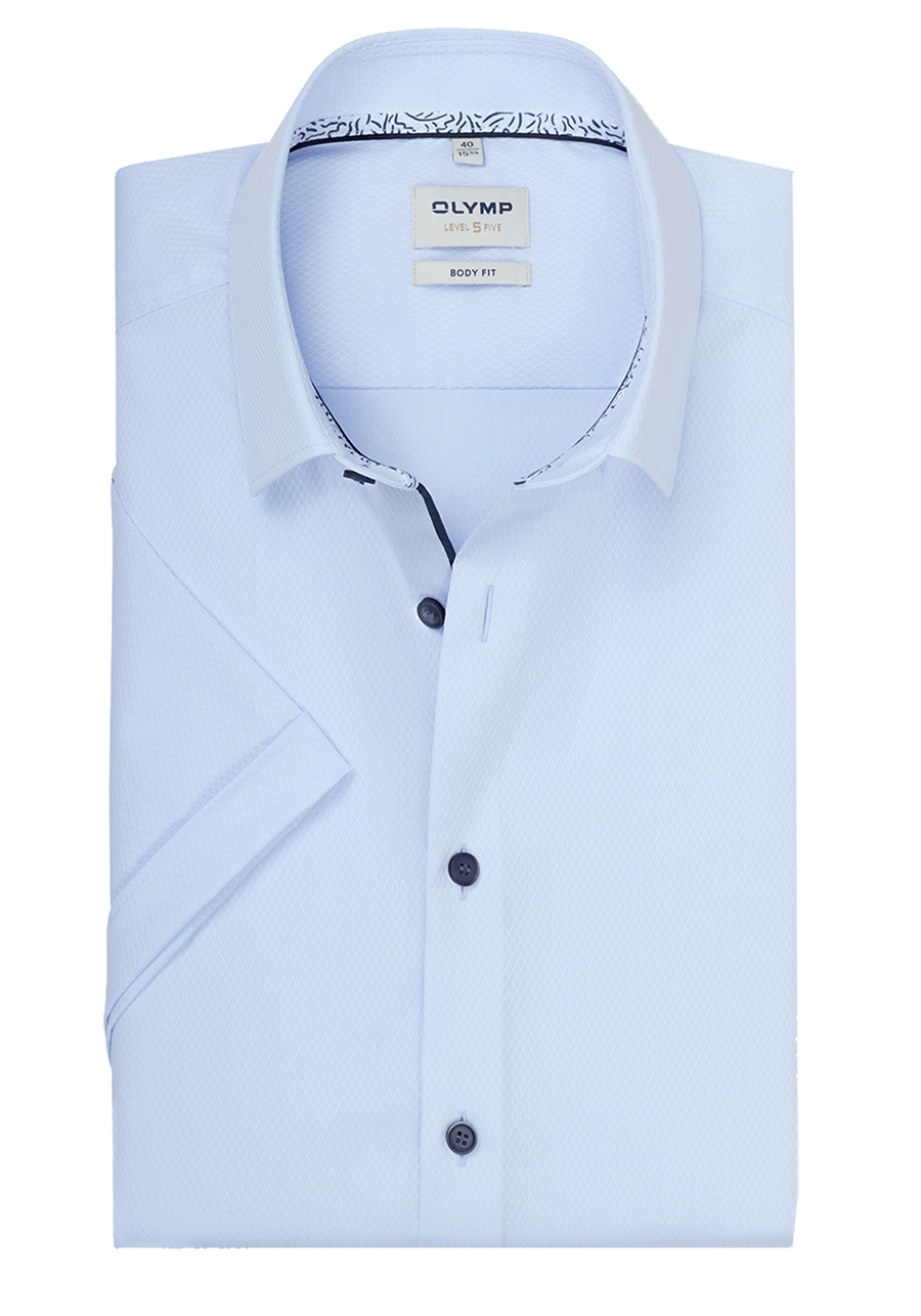 Produktbild f�r 'OLYMP Level Five body fit Hemd Halbarm New Kent Kragen Struktur hellblau'