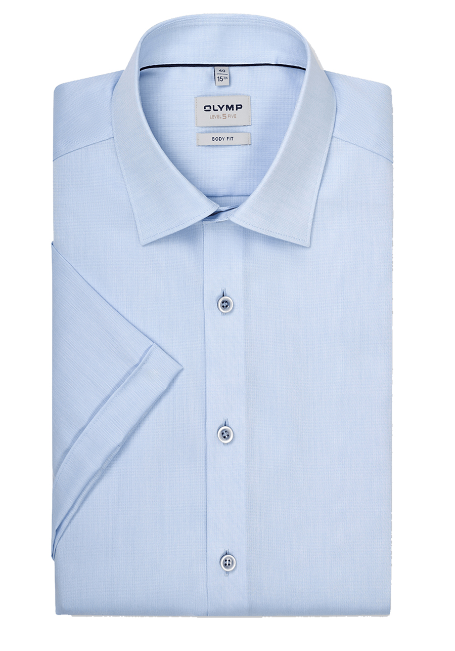 Produktbild f�r 'OLYMP Level Five body fit Hemd Halbarm New Kent Kragen Aircon hellblau'