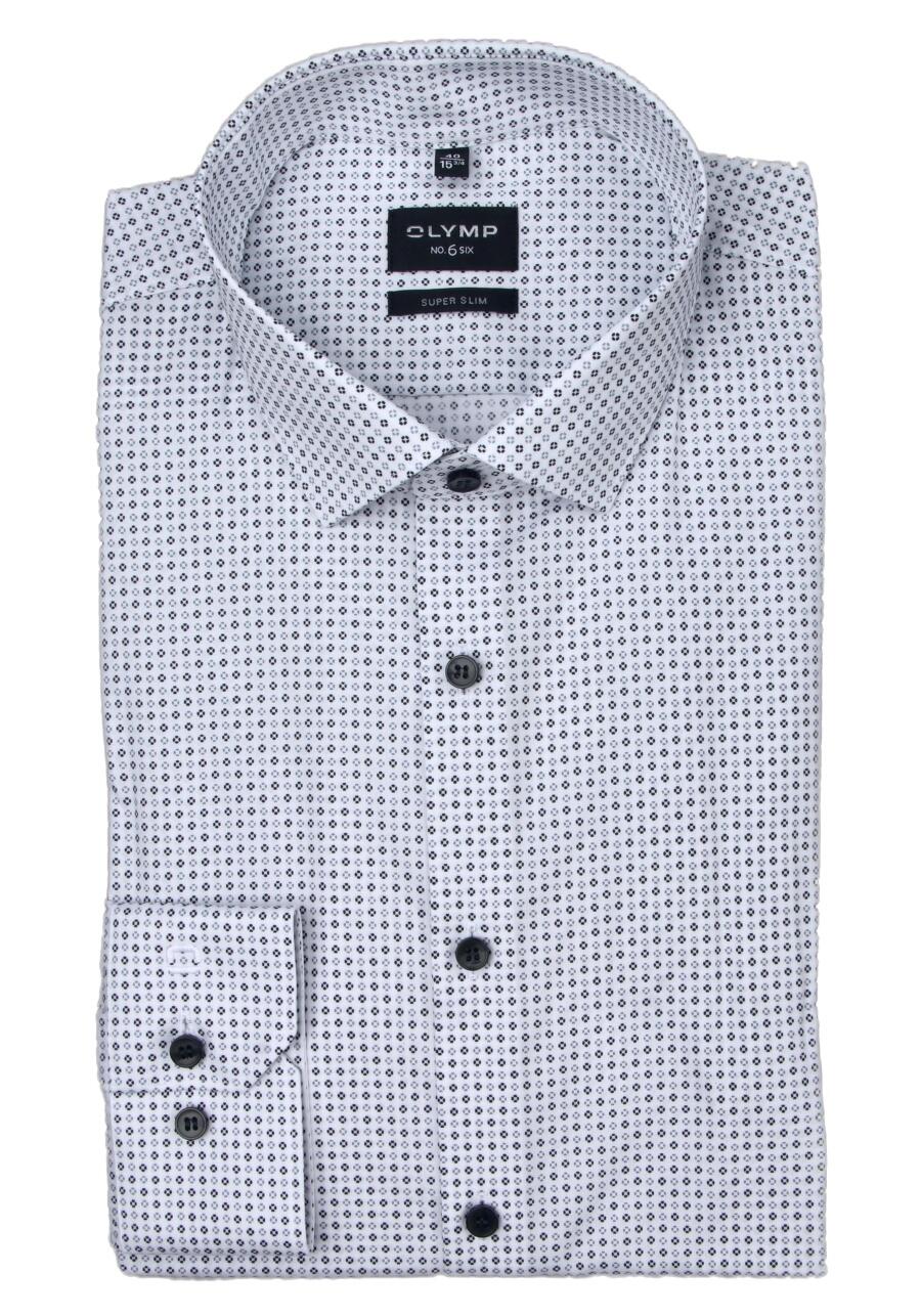 Produktbild fr 'OLYMP No. Six super slim Hemd Langarm New Kent Kragen Muster wei'