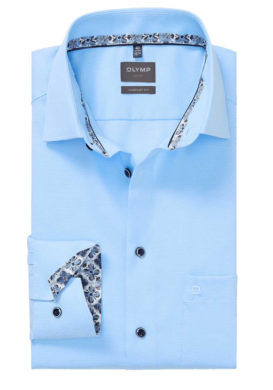 Produktbild f�r 'OLYMP Luxor comfort fit Hemd Langarm New Kent Kragen Struktur hellblau'