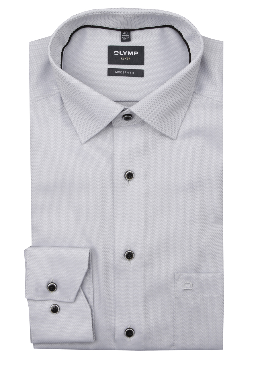 Produktbild f�r 'OLYMP Luxor modern fit Hemd Langarm New Kent Kragen Struktur grau'