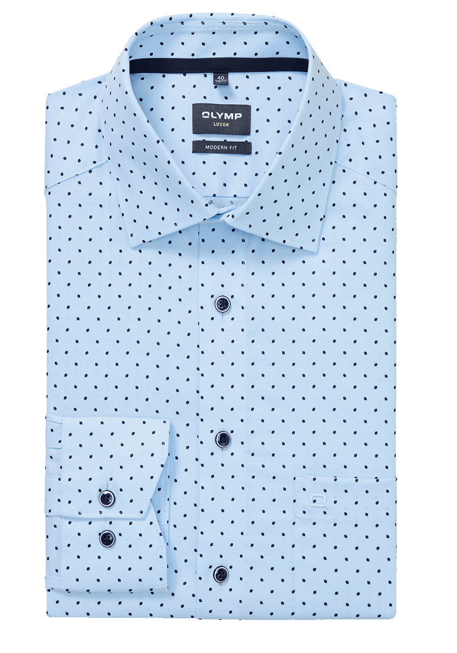 Produktbild f�r 'OLYMP Luxor modern fit Hemd Langarm New Kent Kragen Punkte blau'