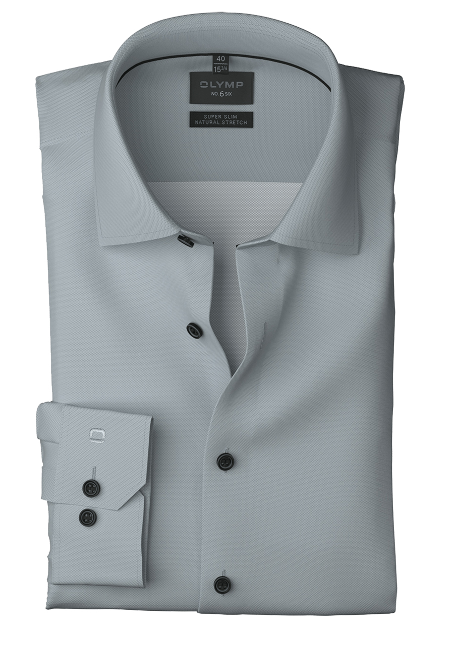 Produktbild f�r 'OLYMP No. Six super slim Hemd Langarm New Kent Kragen Struktur hellgrau'
