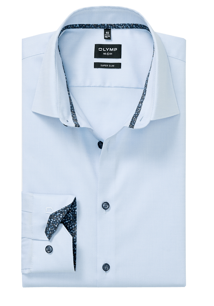 Produktbild f�r 'OLYMP No. Six super slim Hemd Langarm New Kent Kragen Muster hellblau'