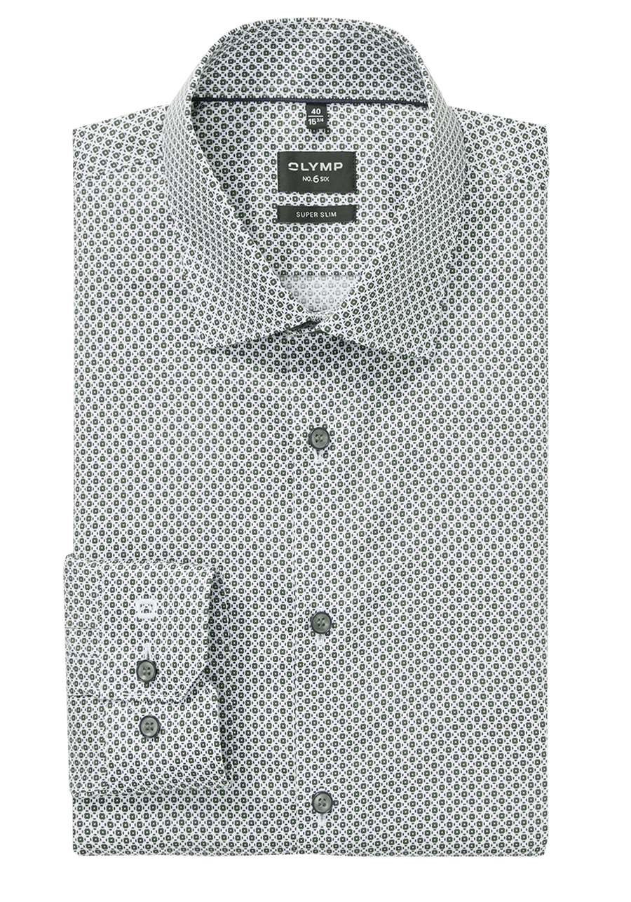 Produktbild f�r 'OLYMP No. Six super slim Hemd Langarm New Kent Kragen Muster gr�n'