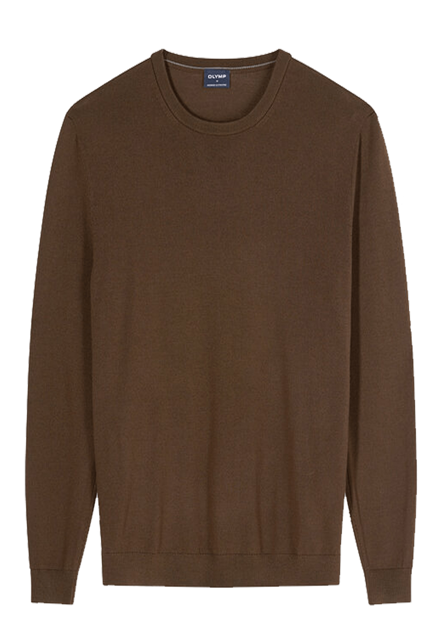 Produktbild f�r 'OLYMP Casual Stick Pullover Rundhals extrafeine Merinowolle schwarzbraun'