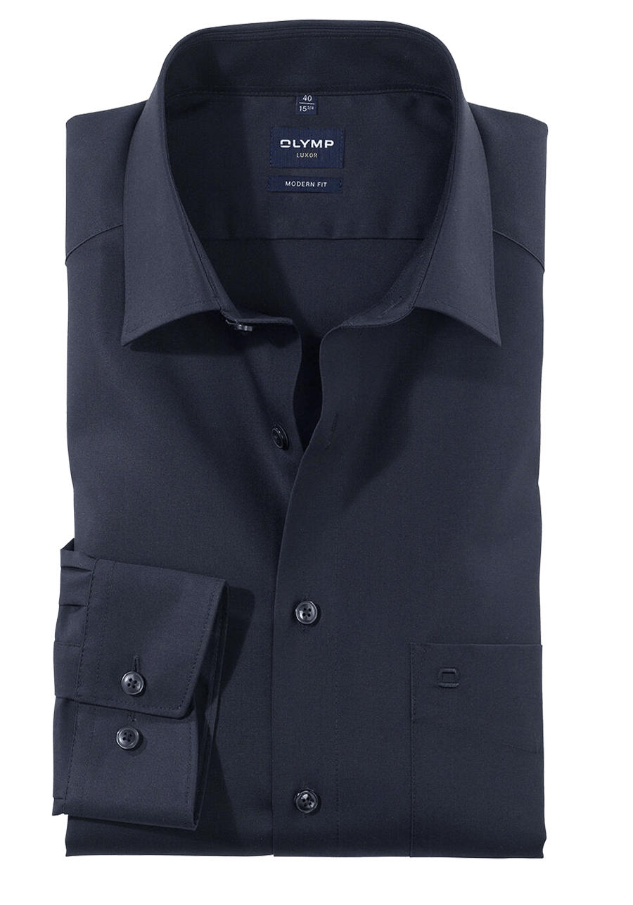 Produktbild f�r 'OLYMP Luxor modern fit Hemd Langarm mit New Kent Kragen Popeline navy'