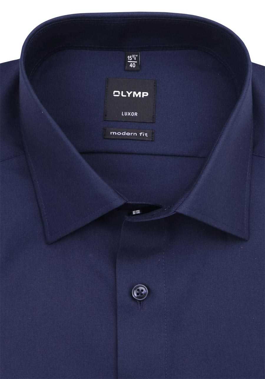 New Popeline Hemd mit OLYMP Luxor Kragen Kent Langarm nachtblau modern fit