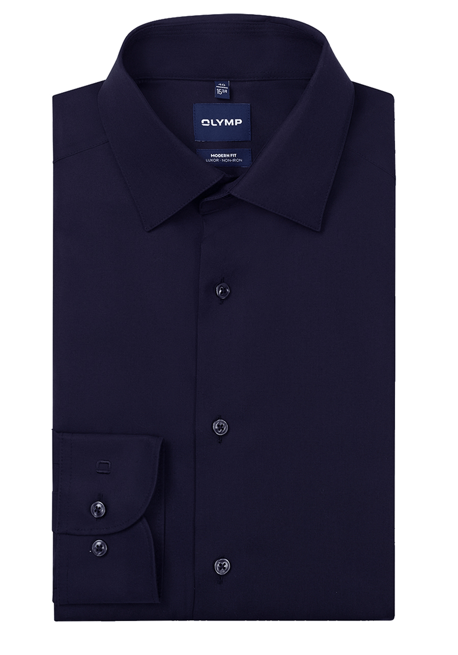 Produktbild f�r 'OLYMP Luxor modern fit Hemd Long Kent Kragen Langarm Popeline nachtblau'