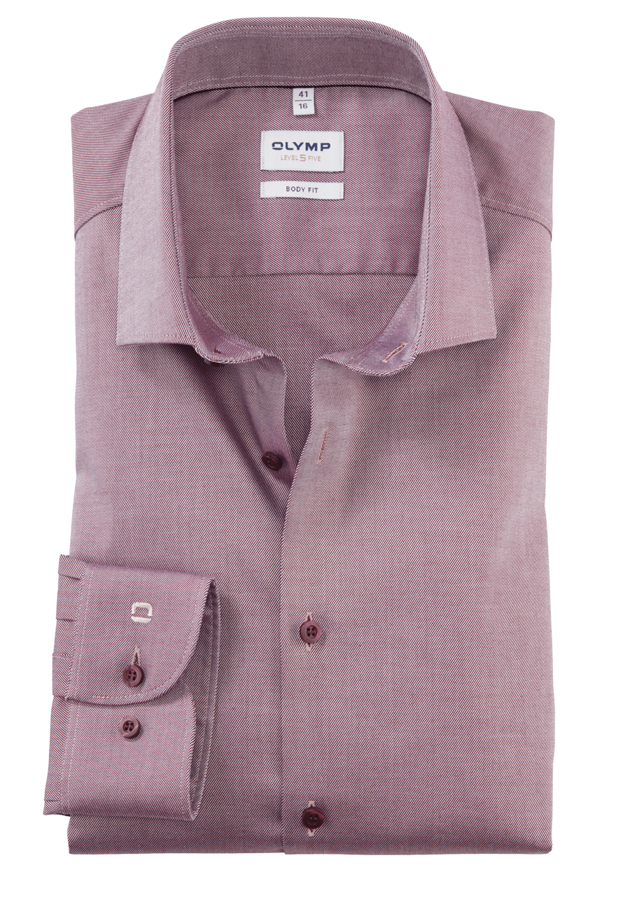Produktbild f�r 'OLYMP Level Five body fit Hemd Langarm New Kent Kragen Twill dunkelrot'