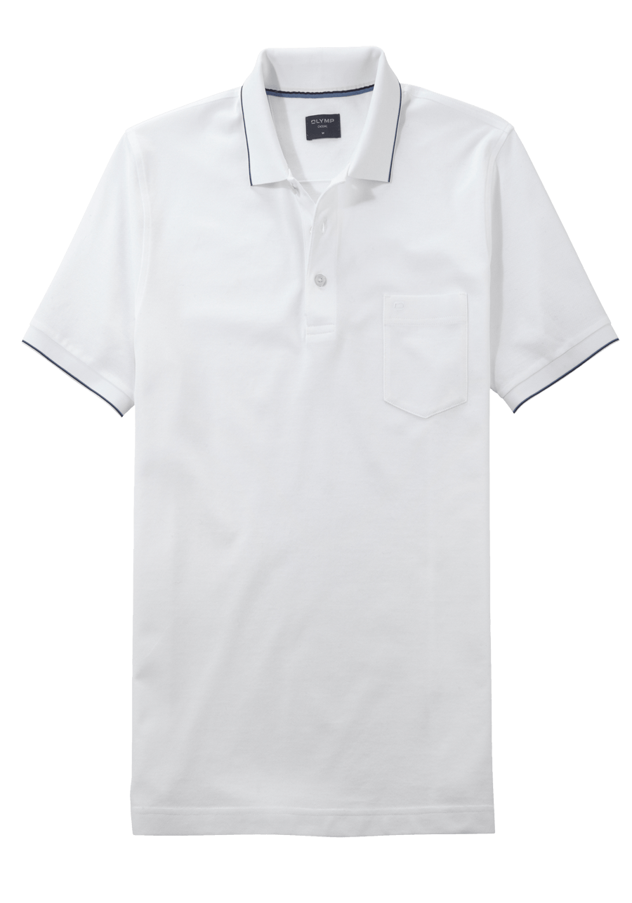 Produktbild f�r 'OLYMP Regular Fit Polo Halbarm gekn�pfter Polokragen Baumwolle Pique wei�'